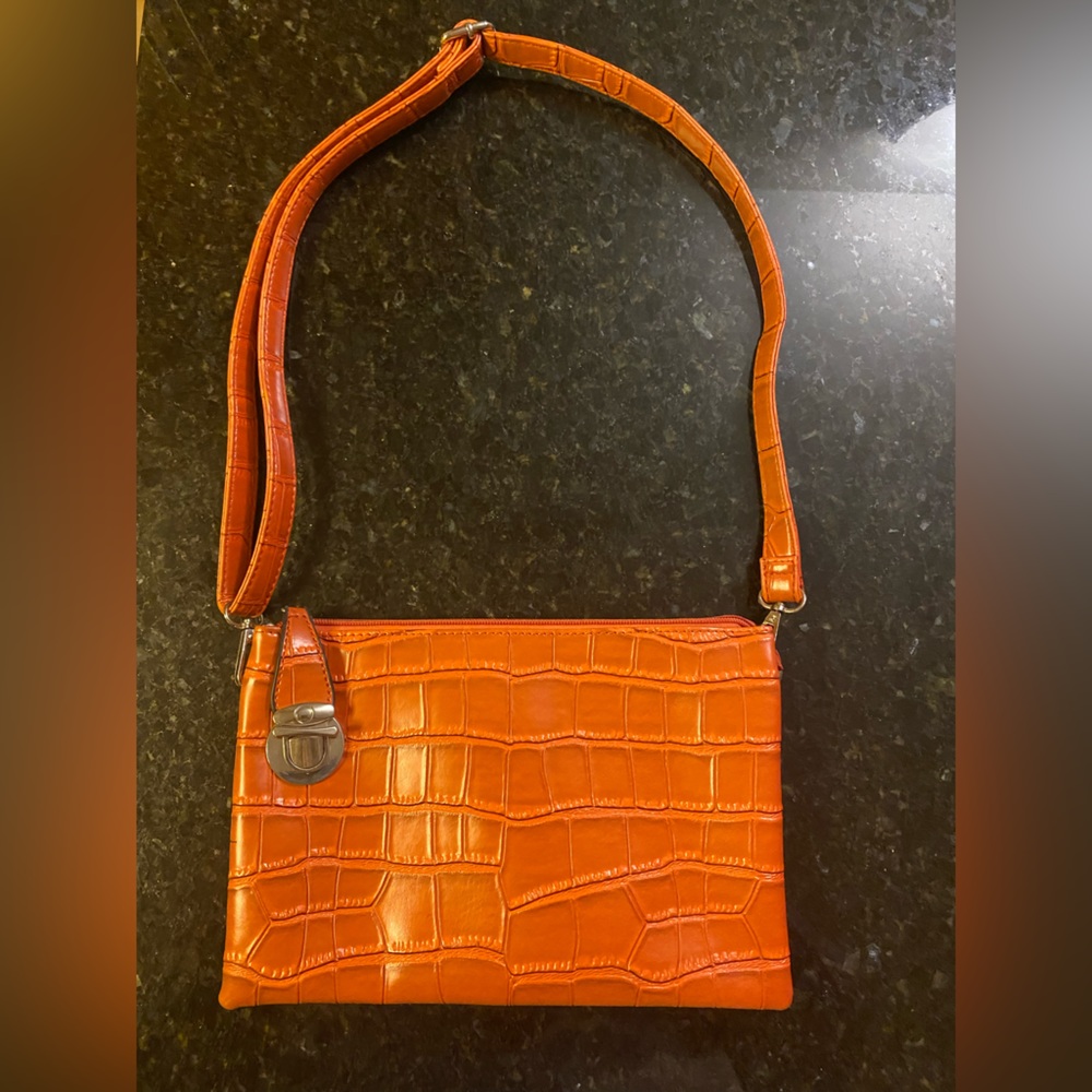 Rusty Orange Crocodile Skin Purse/Clutch